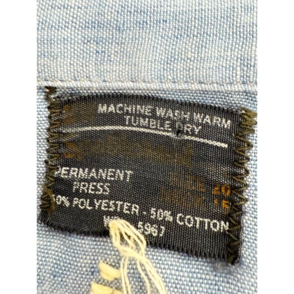 embroidered stitch animals on chambray button down long sleeve shirt M - Picture 6 of 7